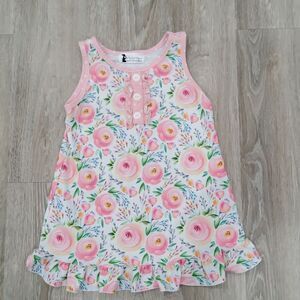 Lily & Londyn's Girls Pink Floral Ruffle Sleeveless Dress 6Y 6